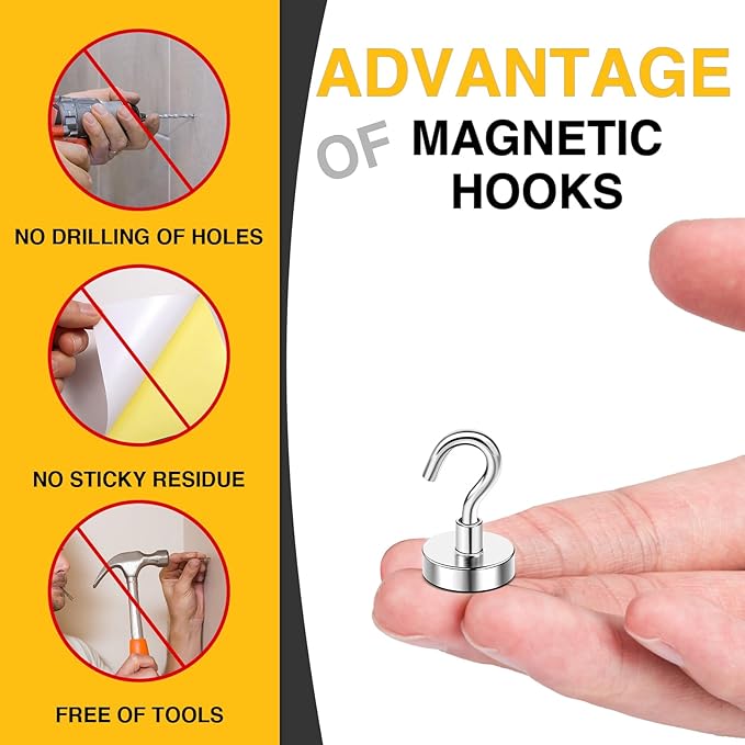 DIYMAG Magnetic Hooks, 30Lbs Strong Heavy Duty Cruise Magnet Hooks - Image 3