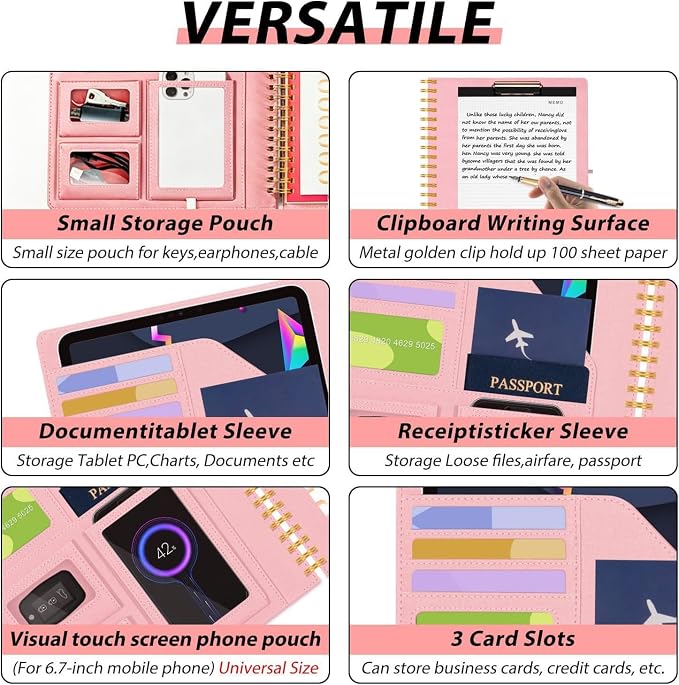 Pink Foldable Spiral Clipboard Folio - Image 4