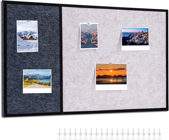Felt Bulletin Board 23.6 x 15.7 Inch – Black Frame, Corkboard Alternative by Unknown