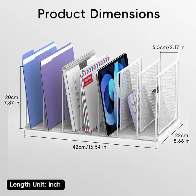 File Organizer for Desk, 7-Section Vertical File Sorter, Paper Holder Organizer - Image 3