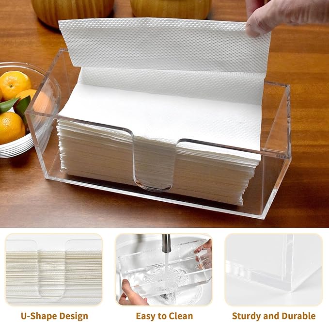 4Pack Acrylic Countertop Paper Towel Holder, Paper Towel Dispenser Countertop/Acrylic Napkin Holder(5mm Acrylic) C-fold or MultiFold Trifold Paper Towels for Bathroom, Kitchen,Restaurant (4)-DeskLoop Office