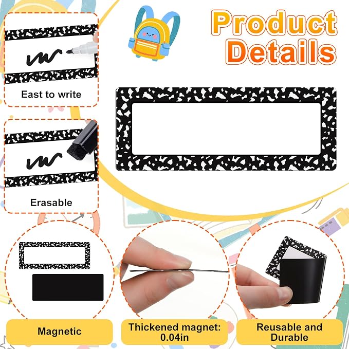 Eaasty 48 Pcs Dry Erase Magnetic Labels Reusable Magnetic Name Tag - Image 4