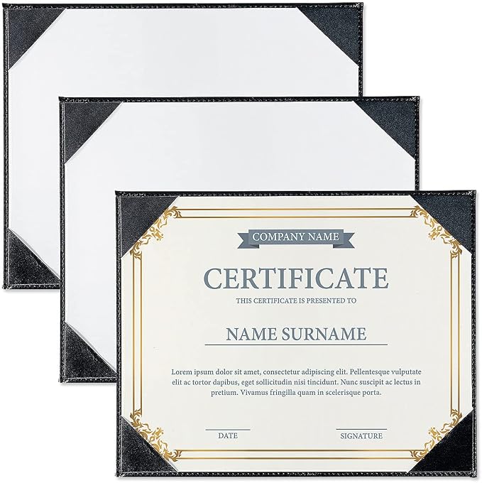 Fine Stationery Black Faux Leather Certificate Holders by Fine+Stationery