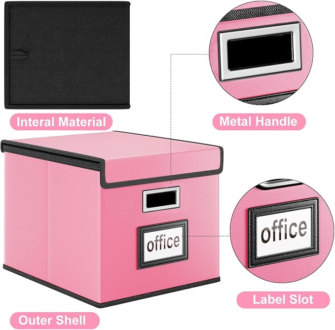 Portable Leather File Organizer Boxes - Image 3