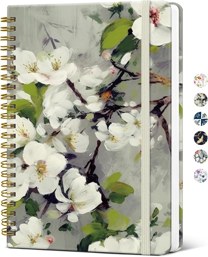 Taja Spiral Journal Notebook for Women, Pretty Hardcover Lined Notebook for by Taja