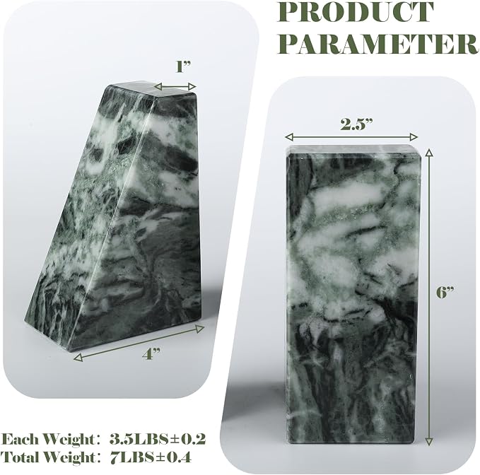 Karibiber Marble Bookends for Heavy Books, Decorative Bookends for Shelves - Image 3