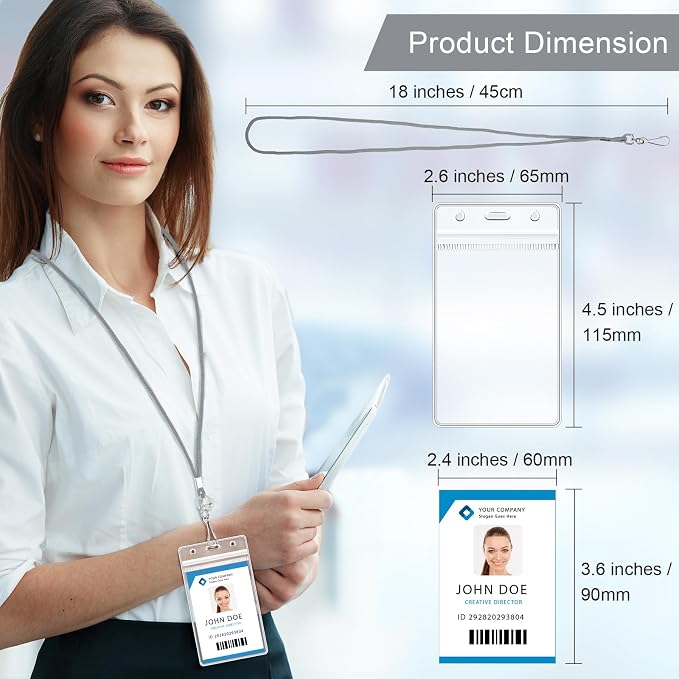 Marspark 100 Pack Lanyard with ID Holder Bulk, Waterproof Resealable Name Tag - Image 2