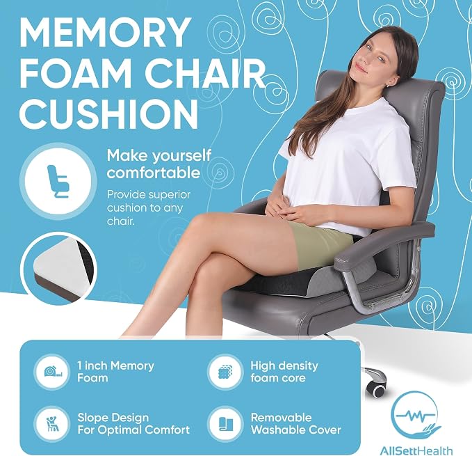 Large Seat Cushion Memory Foam for Office Chair, Wheelchair Cushions, Floor - Image 2