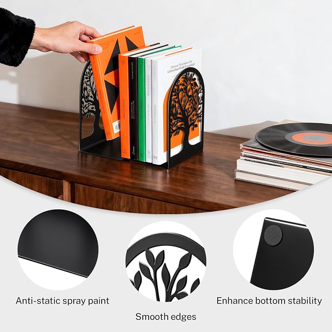 HappyHapi Decorative Bookends for Shelves, 7 Pair Metal Book Ends for Heavy - Image 4