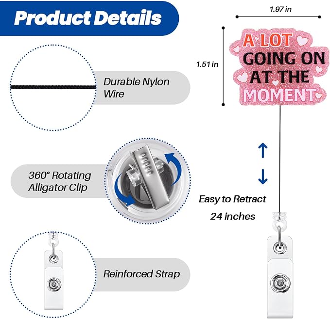 A Lot Going on at The Moment Funny Nurse Badge Reel, Retractable ID Card Badge - Image 4