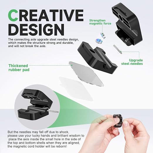 6 White Magnetic Cable Clips, Under Desk Cable Management, Cord Holder - Image 7