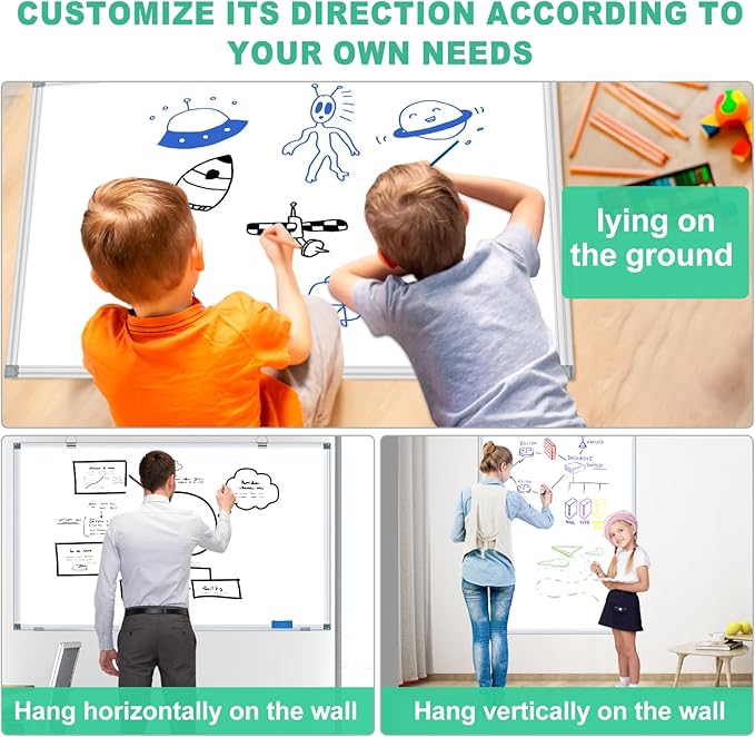 H-Qprobd White Board Dry Erase Boards for Wall 5' x 3' Magnetic Whiteboard - 60"x36" Aluminum Presentation Large Whiteboard with Long Pen Tray, 6 Markers, 2 Erasers &12 Magnets-DeskLoop Office