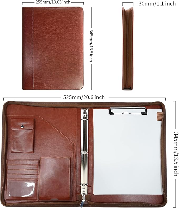 Zippered Portfolio Organizer, WRIYES Leather Padfolio - Image 6