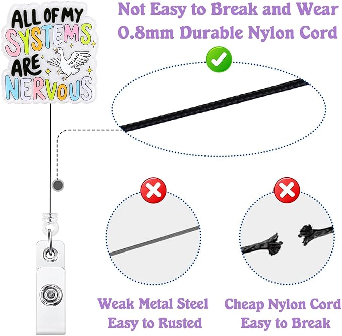 All of My Systems are Nervous Badge Reel Retractable, Funny Silly Goose Badge - Image 4