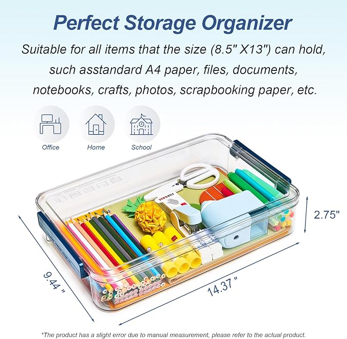 CATOOMUU 2-Pack 9x13 Clear Plastic Project Case Stackable Storage Box | 5.5Qt - Image 3