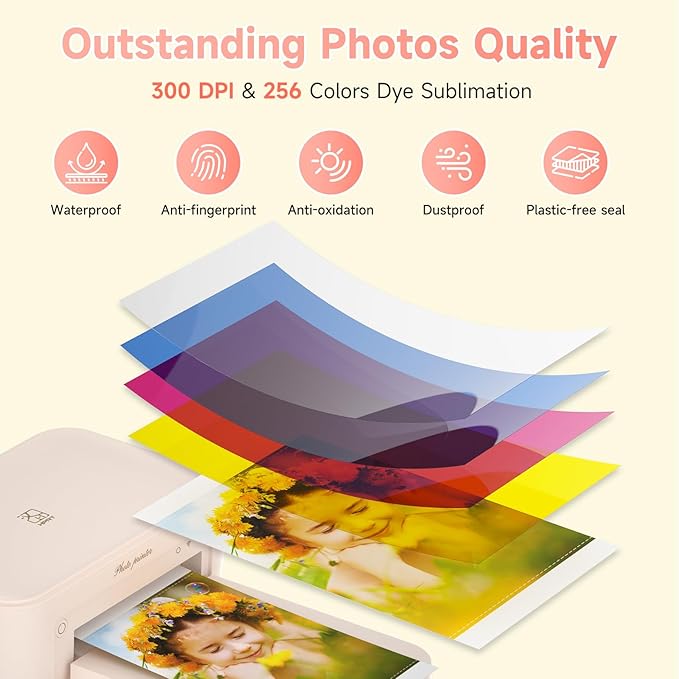 HPRT CP4100 4x6 Instant Photo Printer -Portable Phone Picture Printer + 20 Sheets, Mobile, Wi-Fi, Premium Dye Sublimation (300 DPI) for Pro-Quality Home Prints - Creative Editing App-DeskLoop Office