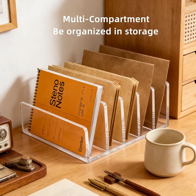 Clear Acrylic Desk Organizer – 5 Compartment Mail Holder & Letter Sorter - Image 4
