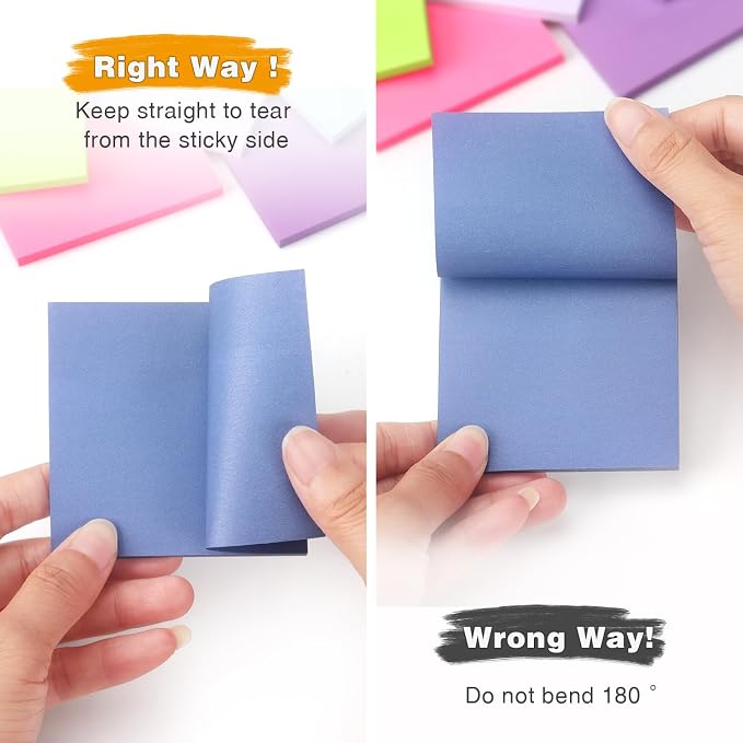 12 Pack Bright Colors Sticky Notes 3x3 Inch, Strong Sticky Self-Adhesive - Image 4