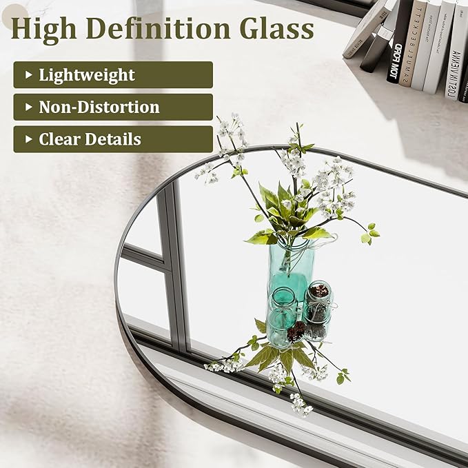 HARRITPURE Arch Floor & Full Length Mirrors - 68" x 24" Body Length Mirror Big Mirror for Bedroom Standing/Hanging/Leaning Wall-Mounted Black-DeskLoop Office