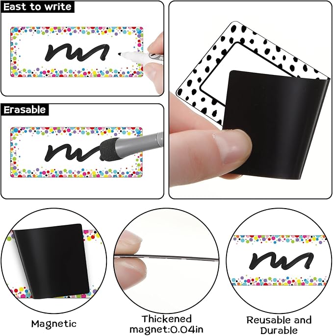 Eaasty 48 Pcs Dry Erase Magnetic Labels Reusable Magnetic Name Tag - Image 3