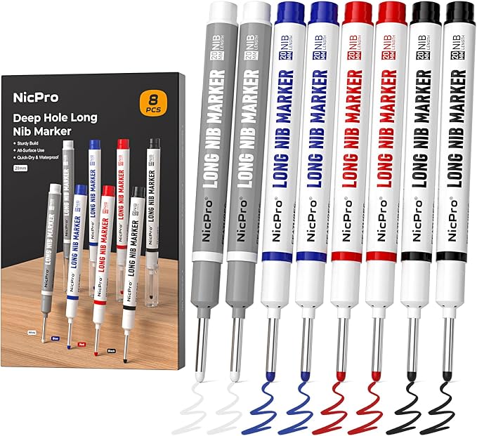 Nicpro 8 PCS Long Nib Marker Pens, 20mm Deep Hole Marker, Quick Dry & by Nicpro
