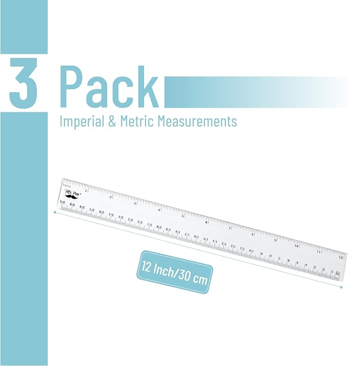 Mr. Pen- Plastic Rulers, 12 Inch, 3 Pack, Easy-to-Read Markings | - Image 2