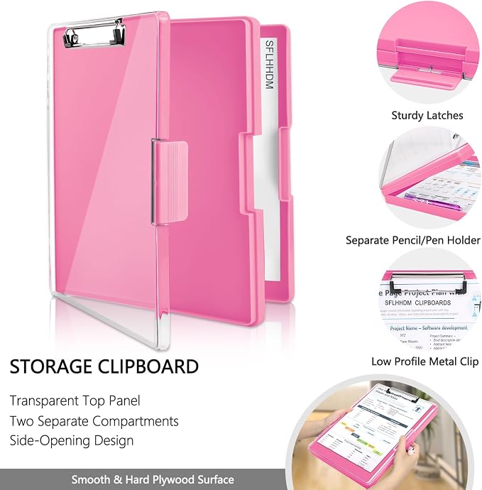 SFLHHDM Clipboard with Storage, Heavy Duty Clip Boards 8.5x11 with 2 Storage - Image 3