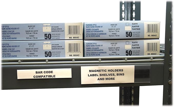 C-Line HOL-DEX Magnetic Shelf/Bin Label Holders, Side Load, 2 x 6 - Image 2