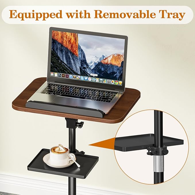Snughome Floor Book Stand with Removable Tray, Wood Standing Book Stand - Image 4