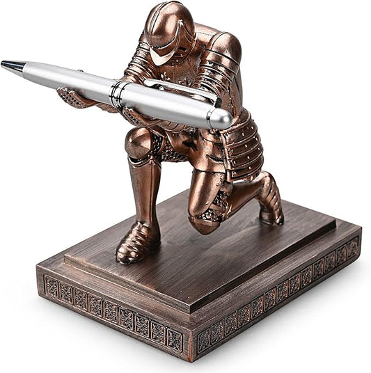 Knight Pen Holder Pen Stand Desk Organizers and Accessories Resin Pencil Holder as Gift with a Fancy Pen for Office and Home Desk Organizer (Bronze)-DeskLoop Office