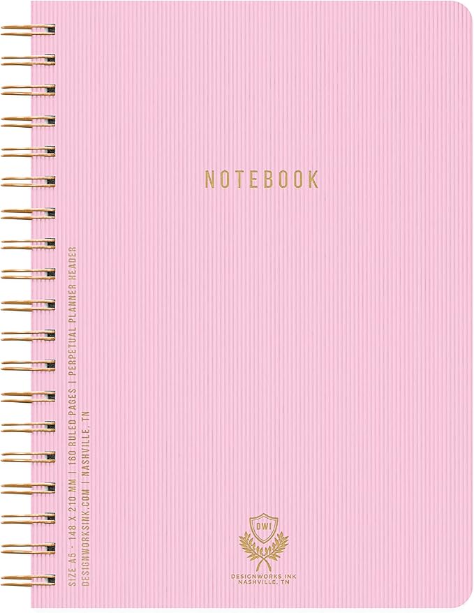 DesignWorks Ink Textured Paper Twin Wire Notebook, Daily Planner & Soft Cover by DesignworksInk