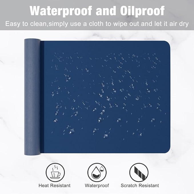 Hsurbtra Desk Pad, 23.6" x 13.8" PU Leather Desk Mat, M Extended Mouse Pad - Image 5