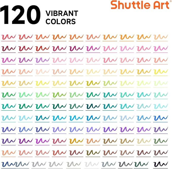 120 Colors Dual Tip Brush Marker Pens with 1 Coloring Book, Fineliner and Brush Dual Tip Markers Set, Water-based Ink Perfect for Kids Adult Artist Calligraphy Hand Lettering Journal Doodling Writing-DeskLoop Office