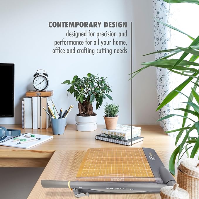 Westcott 12'' TrimAir Wood Guillotine Paper Cutter & Paper Trimmer, 30 Sheet (15106)-DeskLoop Office