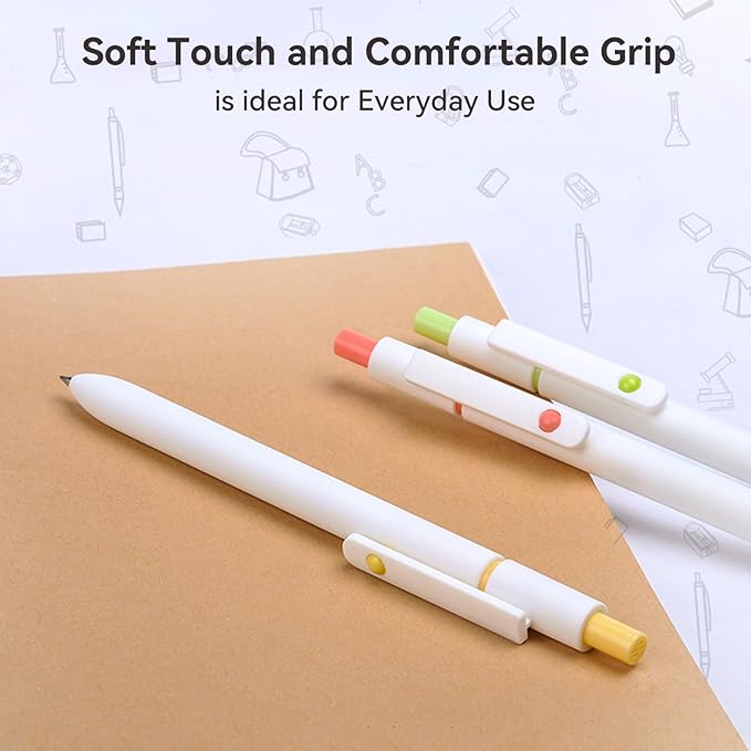 Gel Pens, 5Pcs 0.5mm Fine Point Pens With Smooth Wirting,Quick Dry Aesthetic Pens For Journaling, Ballpoint for Office School Supplies,Gifts for Women Men Student(Ivory White)-DeskLoop Office