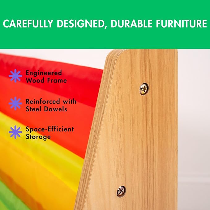 Humble Crew 4-Tier Kids Bookshelf, Natural Wood/Rainbow - Image 5