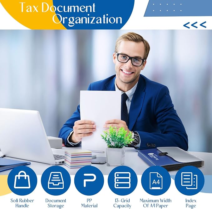 1 Set Tax Record Organizer All in One Income Tax Document Organizer 13 Pockets - Image 4