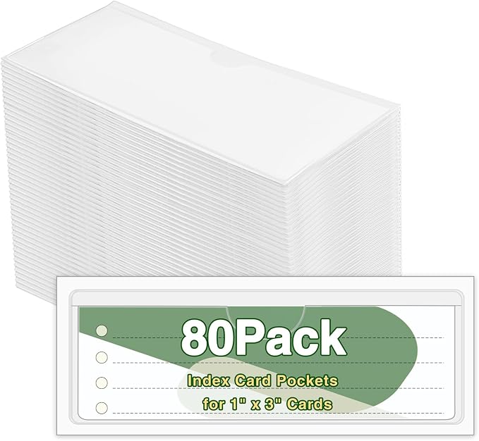 80 Pack 1" x 3" Self Adhesive Label Holders Shelf Tag Label Holder Clear Pockets by BESARME
