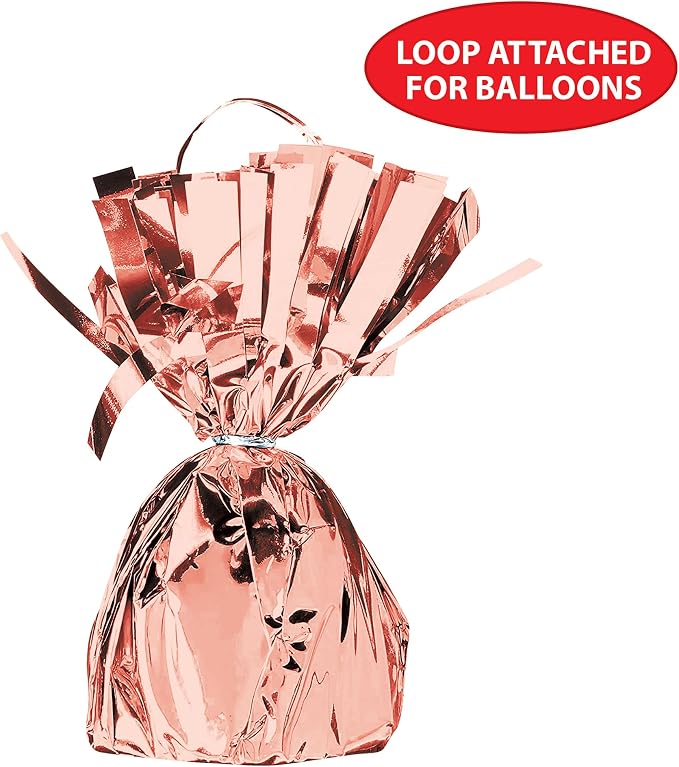 Beistle Metallic Wrapped Balloon Weight – 12 Pack, Rose Gold Balloon - Image 6
