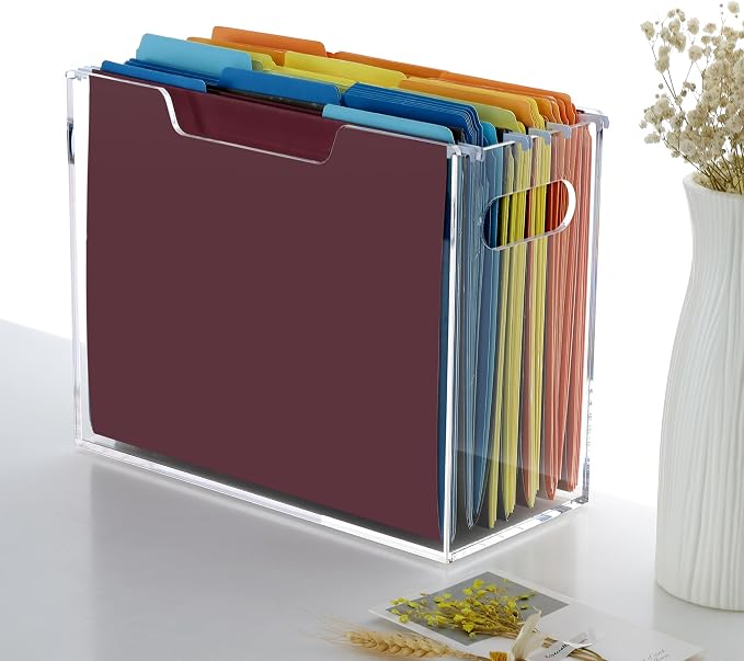 DINGHUO Acrylic File Folder Organizer, Hanging File Organizer Box, File Holder - Image 2
