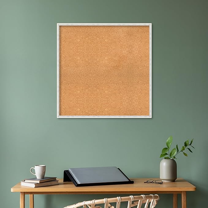 Amanti Art Natural Cork Board for Wall, 31x31 Vision Board with White Frame, Large Corkboard Office Decor for Home Organization, Modern Corkboard Pinboard to Display Items for Home Organization in-DeskLoop Office