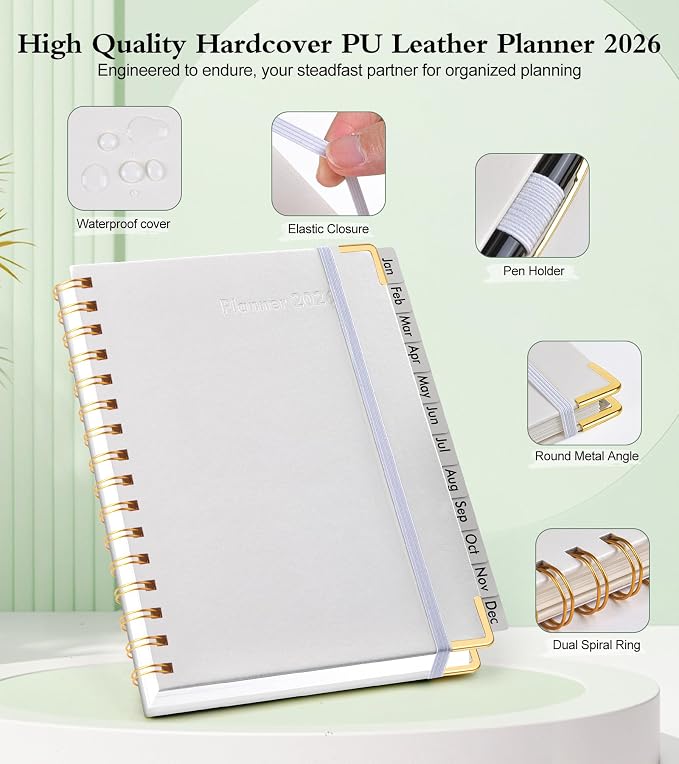 2026 Planner, Hardcover Leather Weekly and Monthly Planner, January 2026 - Image 4