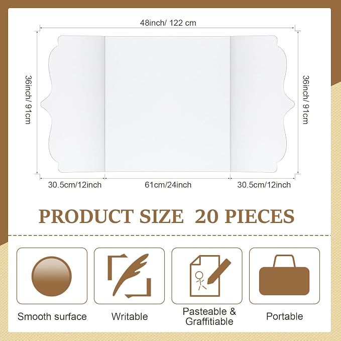 Geyee 20 Pcs 36 x 48 Inch Trifold Poster Board - Image 2