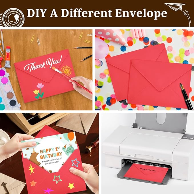200 Pack Red A7 Envelopes, Christmas New Years Greeting Card Envelopes Self Seal - Image 6