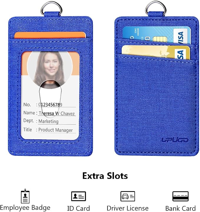 Leather Badge Holder and Adjustable Retractable Lanyards, Quick Release Buckle - Image 3