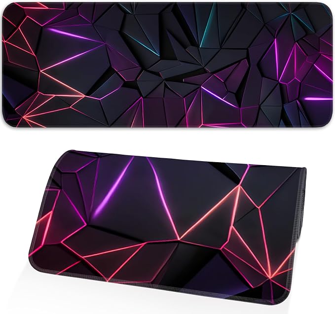 Stylish Geometric Design Gaming Mouse pad, Non-Slip Rubber Base, Stitched Edges by Unknown