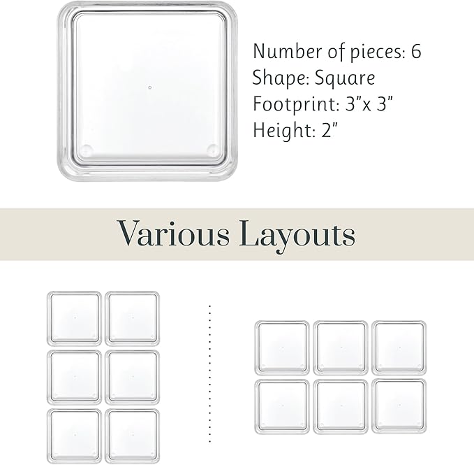 STORi SimpleSort 6-Piece Stackable Clear Drawer Organizer Set | 3" x 3" x 2" - Image 5