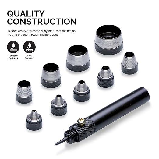 NEIKO 02614A Interchangeable Large Hollow Hole Punch Tool Set, 10 Piece - Image 2