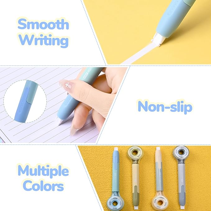 Temiary 4 Pack Correction Tape Pen, 6M/256" x 0.2" White Smooth Pull Out Tape - Image 3