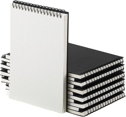 Engrowtic 12 Pack Graph Paper Spiral Notepad A5 Top Wirebound Notepad Grid by Engrowtic